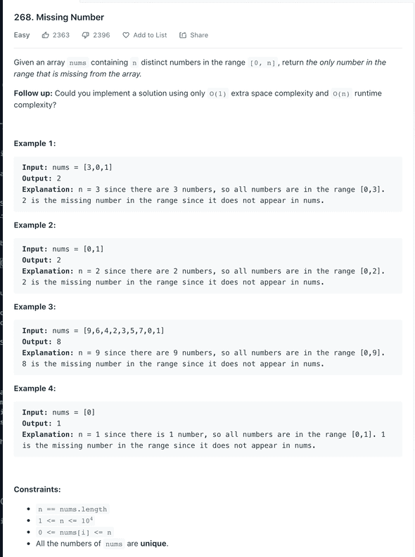 Missing Number Problem