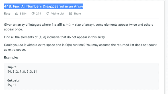 Find All Numbers Disappeared in an ArrayProblem